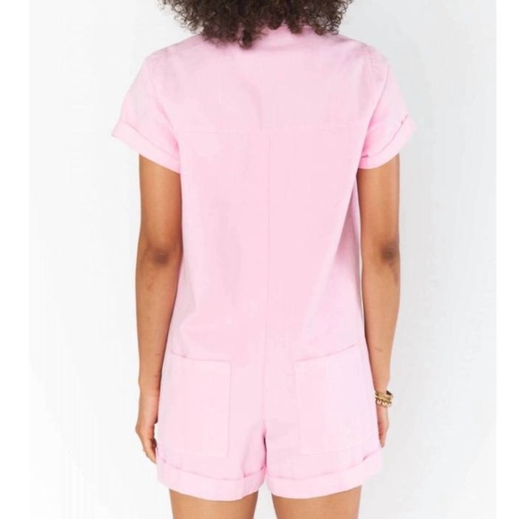 Show Me Your Mumu Pink Denim Range Romper Utility Button Front Jumpsuit Size S - Picture 3 of 15